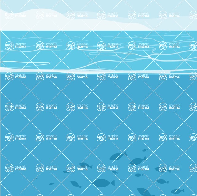 Nature Backgrounds, Patterns and Frames Themed Graphic Collection - Vector Ocean Background With Fishes
